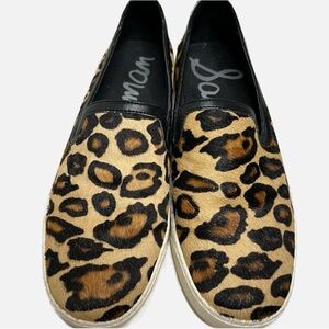Sam Edelman Becker Leopard Print Cowhide Slip On Sneaker Women’s Sz 6.5